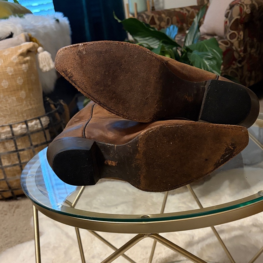 Dan Post Brown Leather Western Heeled Boots - Picture 6 of 8